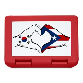South Korea Puerto Rico Flag Hands Heart Shape - Lunchbox - red - Front