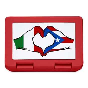 Italy Puerto Rico Flag Hands Heart Shape - Lunchbox - red - Front