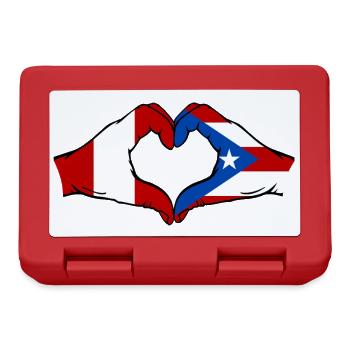 Peru Puerto Rico Flag Hands Heart Shape - Lunchbox - red - Front