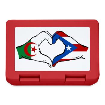 Algeria Puerto Rico Flag Hands Heart Shape - Lunchbox - red - Front