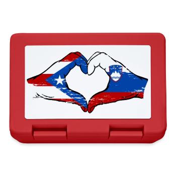 Porto Rico Slovénie drapeau mains forme de coeur utilisé - Boîte à goûter - rouge - Devant