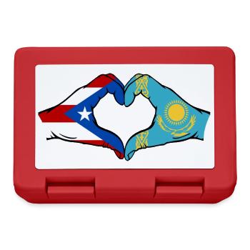 Puerto Rico Kazakhstan Flag Hands Heart Shape - Lunchbox - red - Front