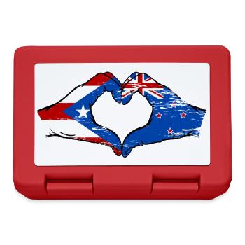 Porto Rico Nouvelle-Zélande drapeau mains forme de coeur utilisé - Boîte à goûter - rouge - Devant