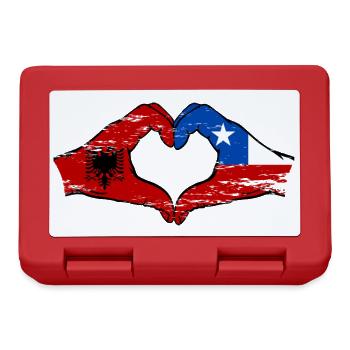 Albanie Chili drapeau mains forme de coeur utilisé - Boîte à goûter - rouge - Devant
