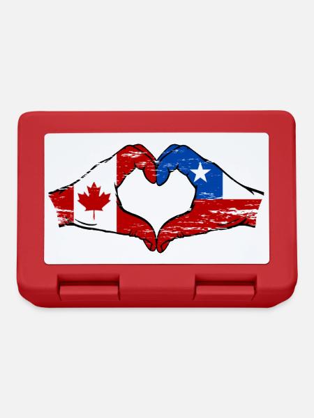 Kanada Chile Flagge Hände Herzform used - Brotdose - Rot