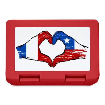 Frankreich Chile Flagge Hände Herzform used - Brotdose - Rot - Vorne