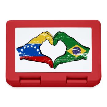 Venezuela Brazil Flag Hands Heart Shape Used - Lunchbox - red - Front