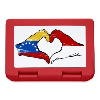 Venezuela Indonesia Flag Hands Heart Shape Used - Lunchbox - red - Front