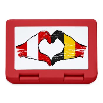 Pérou Belgique Mains Forme de coeur Utilisé - Boîte à goûter - rouge - Devant