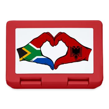 Afrique du Sud Albanie Drapeau Mains Coeur Forme - Boîte à goûter - rouge - Devant