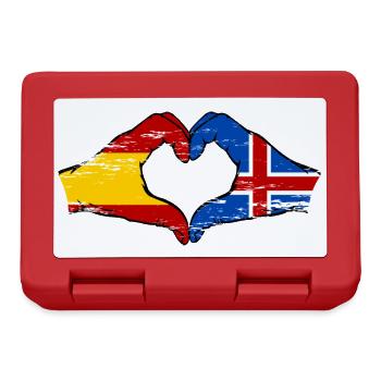 Spain Iceland flag hands heart used - Lunchbox - red - Front