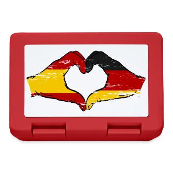 Spain Germany Flag Hands Heart Used - Lunchbox - red - Front