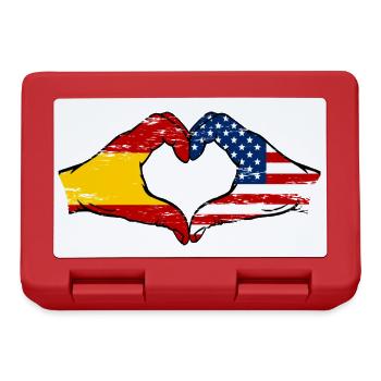 Spain USA Flag Hands Heart Used - Lunchbox - red - Front