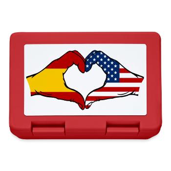 Espagne États-Unis Drapeau Mains Coeur - Boîte à goûter - rouge - Devant
