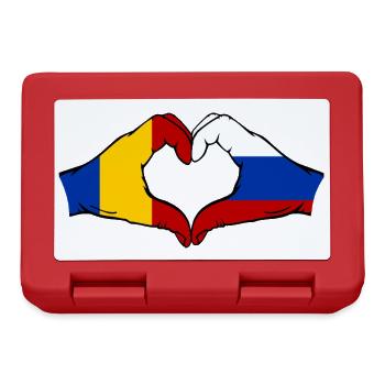 Rumänien Russland Flagge Hände Herzform - Brotdose - Rot - Vorne