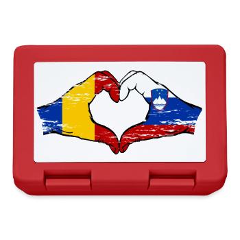 Romania Slovenia flag hands heart shape used - Lunchbox - red - Front