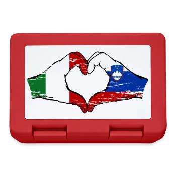 Italy Slovenia flag hands heart shape used - Lunchbox - red - Front
