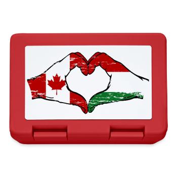 Kanada Ungarn Flagge Hände Herzform used - Brotdose - Rot - Vorne