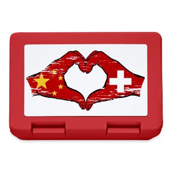 China Schweiz Flagge Hände Herzform used - Brotdose - Rot - Vorne