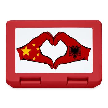 China Albania Flag Hands Heart Shape - Lunchbox - red - Front