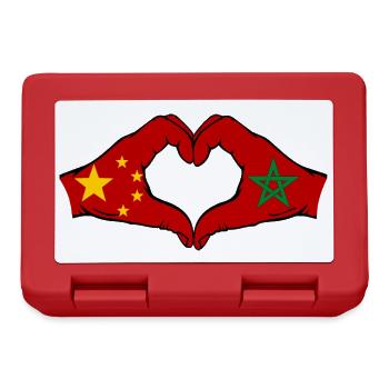 China Marokko Flagge Hände Herzform - Brotdose - Rot - Vorne