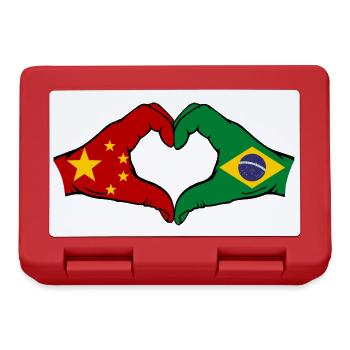 Chine Brésil Drapeau Mains Coeur Forme - Boîte à goûter - rouge - Devant