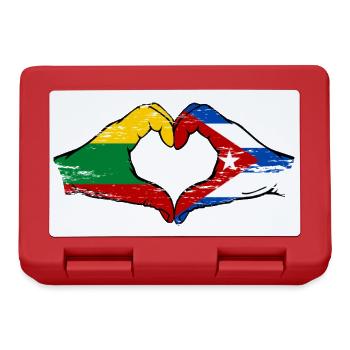 Lithuania Cuba Flag Hands Heart Shape Used - Lunchbox - red - Front