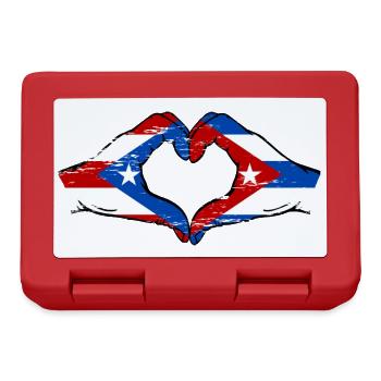 Puerto Rico Cuba Flag Hands Heart Shape Used - Lunchbox - red - Front