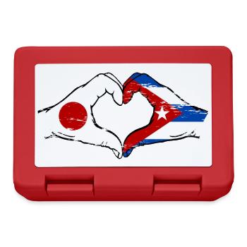 Japan Cuba Flag Hands Heart Shape Used - Lunchbox - red - Front