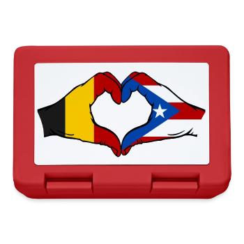 Belgium Puerto Rico Flag Hands Heart Shape - Lunchbox - red - Front