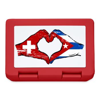 Switzerland Cuba Flag Hands Heart Shape Used - Lunchbox - red - Front