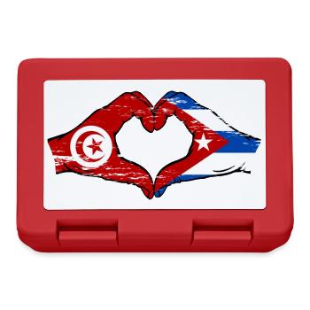 Tunisia Cuba Flag Hands Heart Shape Used - Lunchbox - red - Front