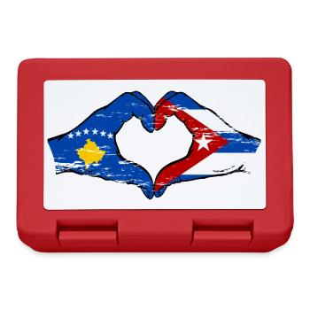 Kosovo Cuba Flag Hands Heart Shape Used - Lunchbox - red - Front