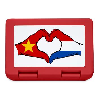 Vietnam Holland Flag Hands Heart Shape - Lunchbox - red - Front