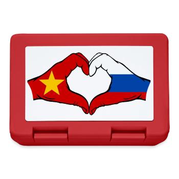 Vietnam Russia Flag Hands Heart Shape - Lunchbox - red - Front