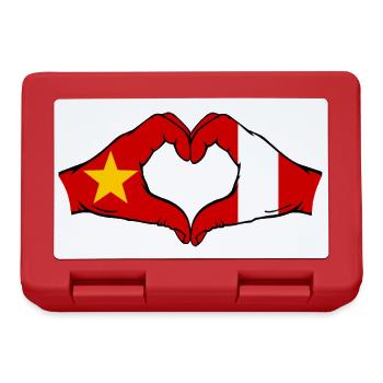 Vietnam Peru Flagge Hände Herzform - Brotdose - Rot - Vorne