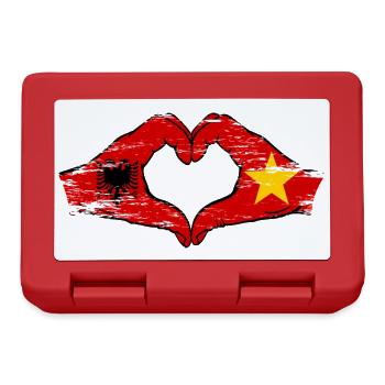 Albania Vietnam Flag Hands Heart Shape Used - Lunchbox - red - Front