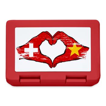 Switzerland Vietnam Flag Hands Heart Shape Used - Lunchbox - red - Front