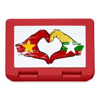Vietnam Myanmar flag hands heart shape used - Lunchbox - red - Front