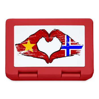 Vietnam Norwegen Flagge Hände Herzform used - Brotdose - Rot - Vorne