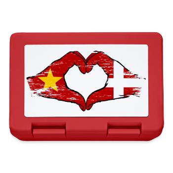 Vietnam Dänemark Flagge Hände Herzform used - Brotdose - Rot - Vorne