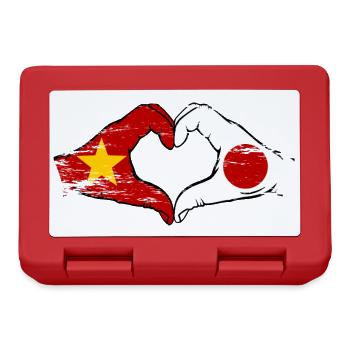 Vietnam Japan Flagge Hände Herzform used - Brotdose - Rot - Vorne
