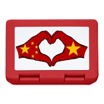 Chine Vietnam Drapeau Mains Coeur Forme - Boîte à goûter - rouge - Devant