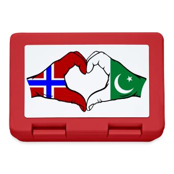 Norway Pakistan Flag Hands Heart Shape - Lunchbox - red - Front