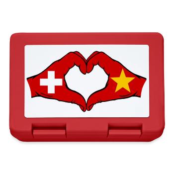Switzerland Vietnam Flag Hands Heart Shape - Lunchbox - red - Front