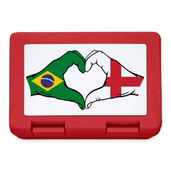 Brazil England Flag Hands Heart Shape - Lunchbox - red - Front