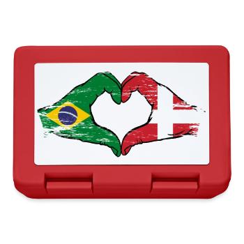 Brésil Danemark drapeau mains forme de coeur utilisé - Boîte à goûter - rouge - Devant