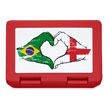 Brazil England flag hands heart shape used - Lunchbox - red - Front