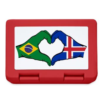 Brésil Islande Drapeau Mains Coeur Forme - Boîte à goûter - rouge - Devant