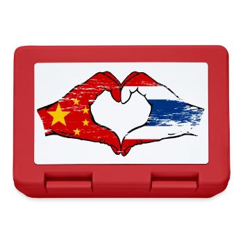 Chine Drapeau Thaïlande mains forme de coeur utilisé - Boîte à goûter - rouge - Devant